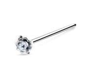 Flower Silver Straight Nose Stud NSKA-723 